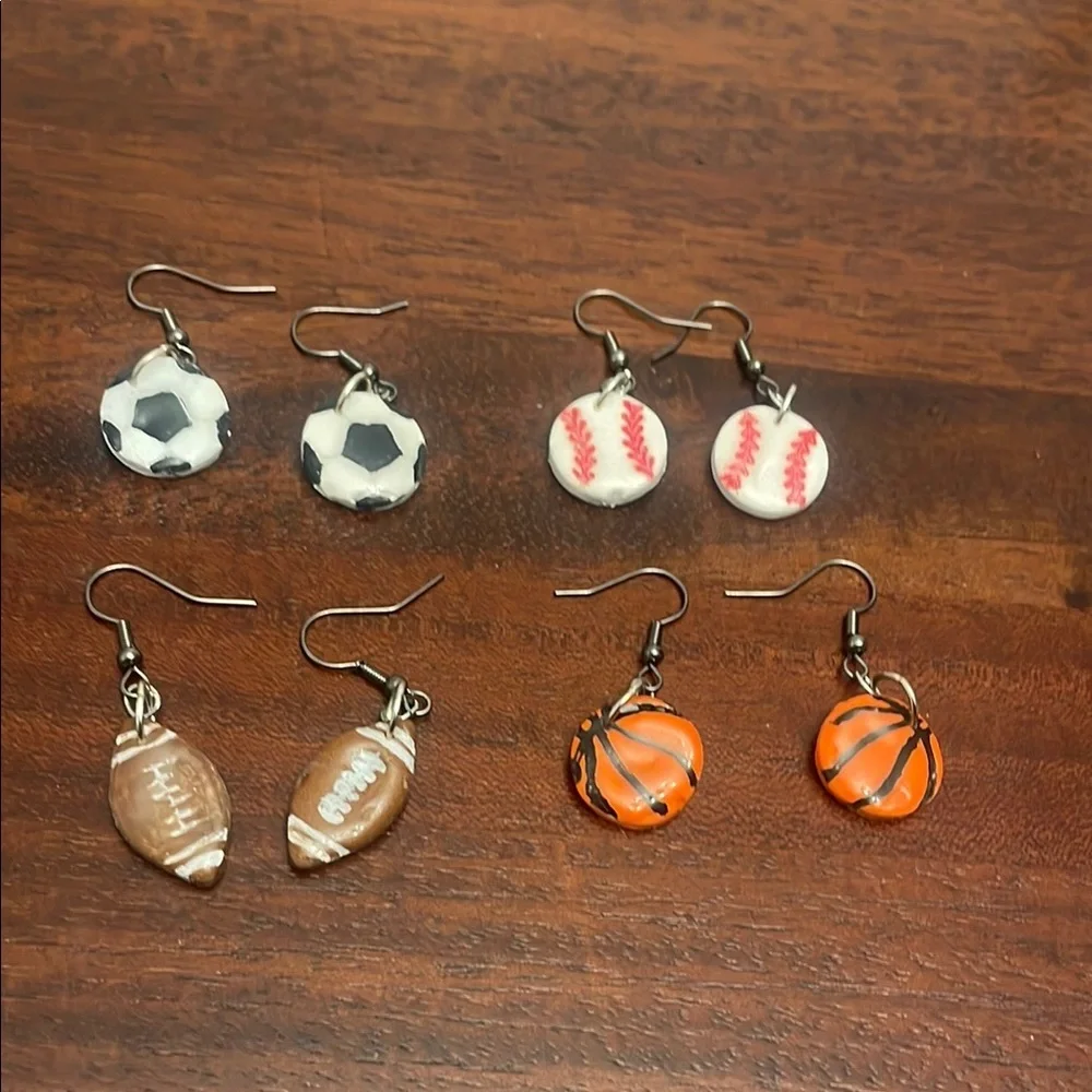 Hand Crafted Sports-Themed Kids Earrings Set